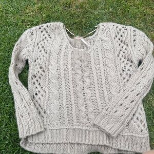 Free people Cozy Gray Cable Knit Sweater